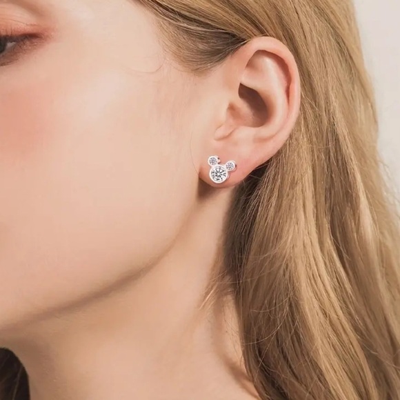 Women’s 925 Sterling Silver Disney Inspired Pink Mickey Stud Earrings - NWT - Picture 3 of 4